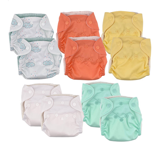 Newborn Bamboo All-In-One Bundle of 10 - Clouds & Pastels